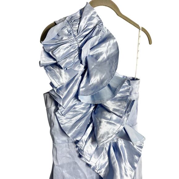 NEW Aje Adelia Ruffle Midi Dress AU 10 US 6 Light Sky Blue One Shoulder Midi - Picture 8 of 15